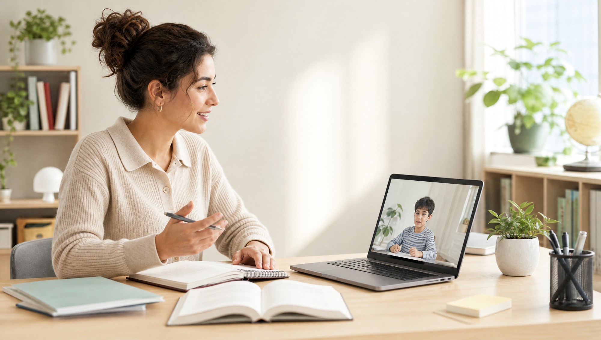 Elev och handledare i digital undervisningssituation