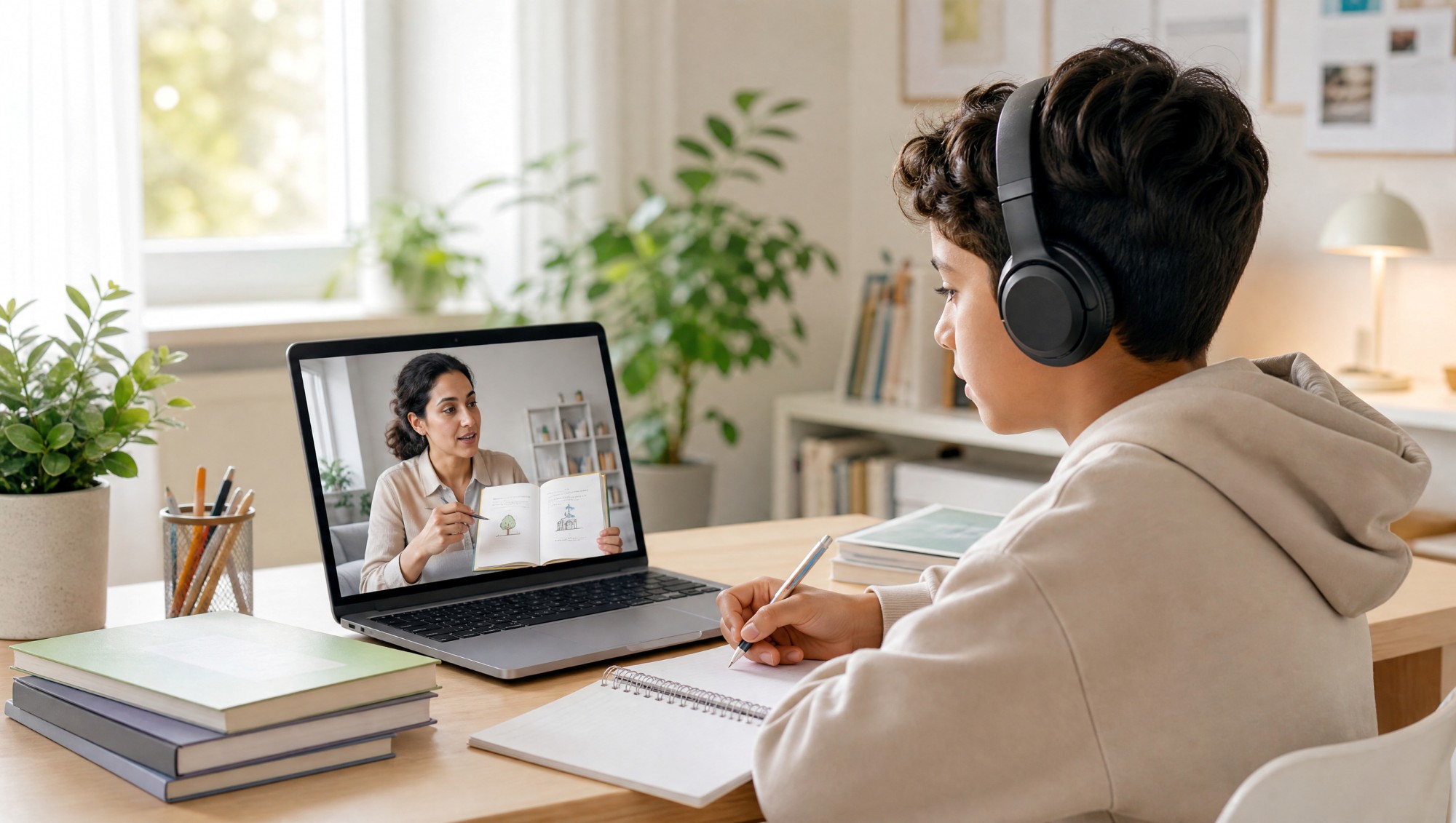 Elev som deltar i digital studiehandledning